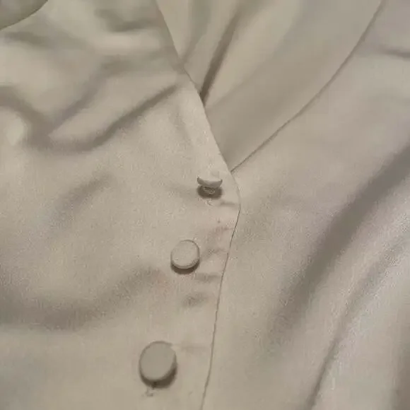 J. Crew Satin Long Sleeve Peplum Blouse Sz6 Ivory Old Money Lux - Picture 7 of 8